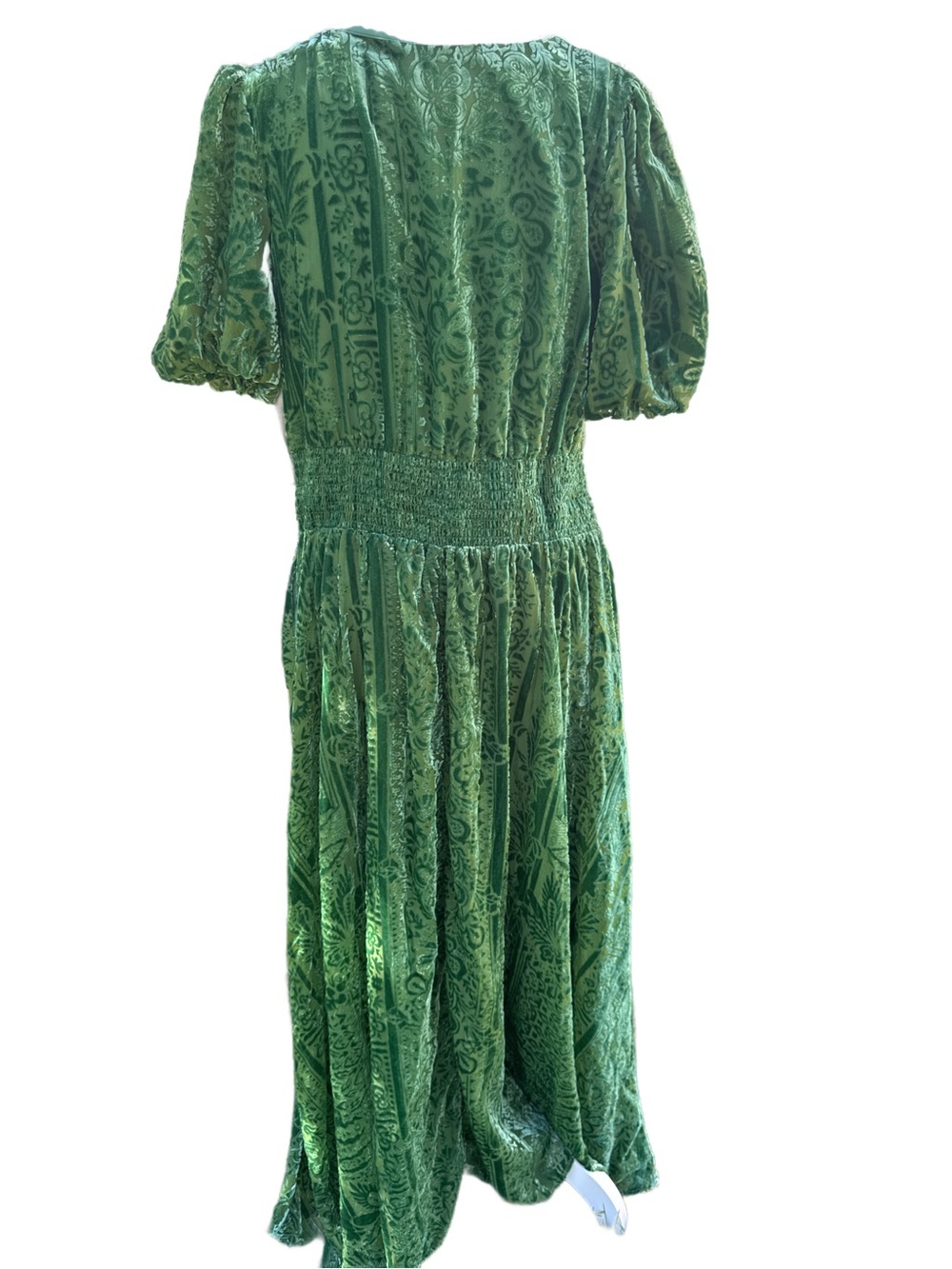 Anthropologie Emerald Green Velvet Button Up Maxi Dress 12 - Picture 2 of 5